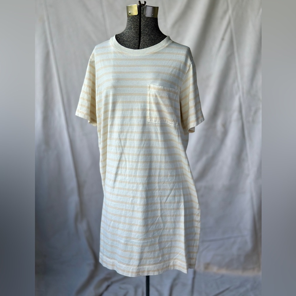 Everlane striped t shirt dress cream/beige L